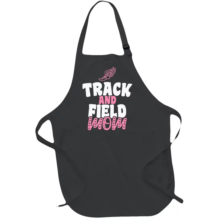 Track & Field Mom Sports Running Proud Mother's Day Full-Length Apron With Pocket