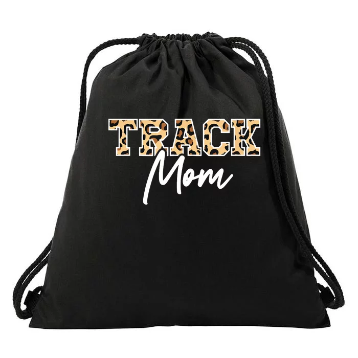 Track Field Mom Leopard Print Drawstring Bag