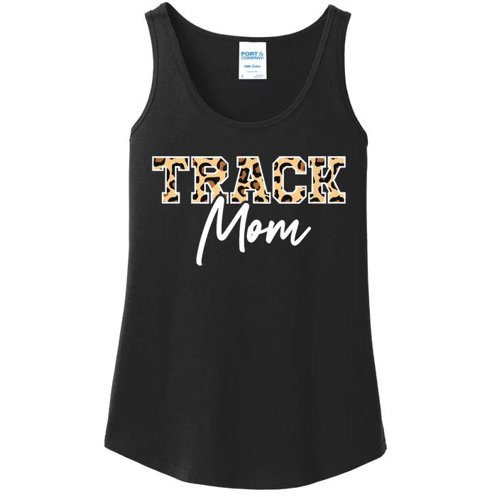 Track Field Mom Leopard Print Ladies Essential Tank