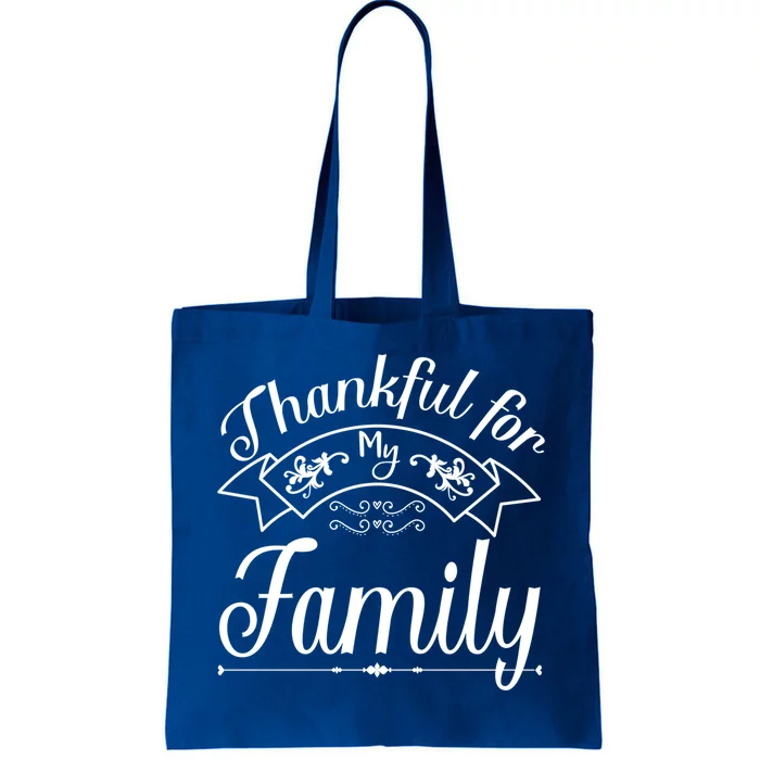 Thankful For My Family Vintage Thanksgiving Gift Tote Bag