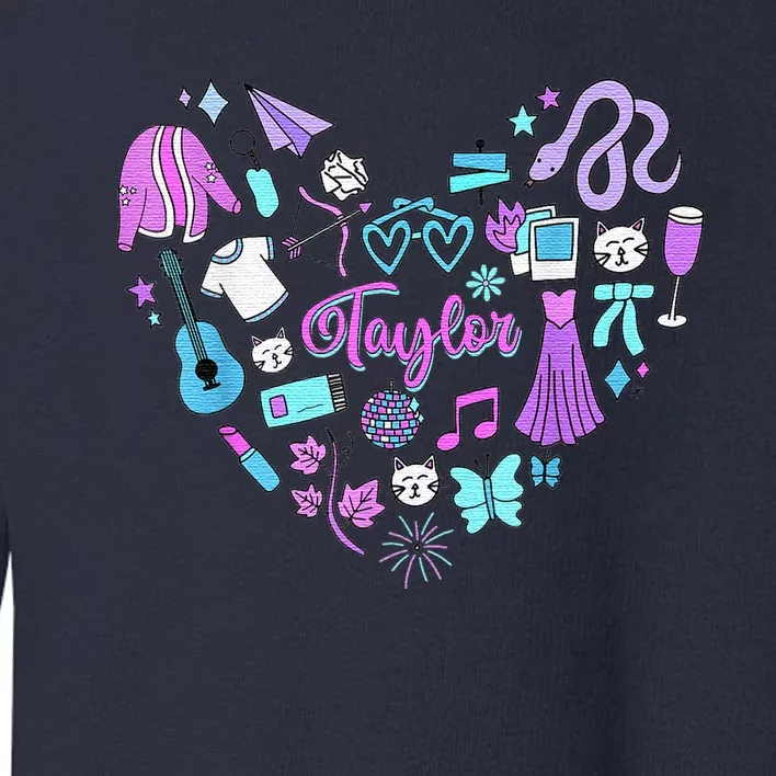 TâYlor First Name I Love TâYlor Girl Groovy 80S Vintage Toddler Sweatshirt