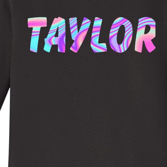 T.AYLOR First Name Personalized retro TA.YLOR name Baby Long Sleeve Bodysuit