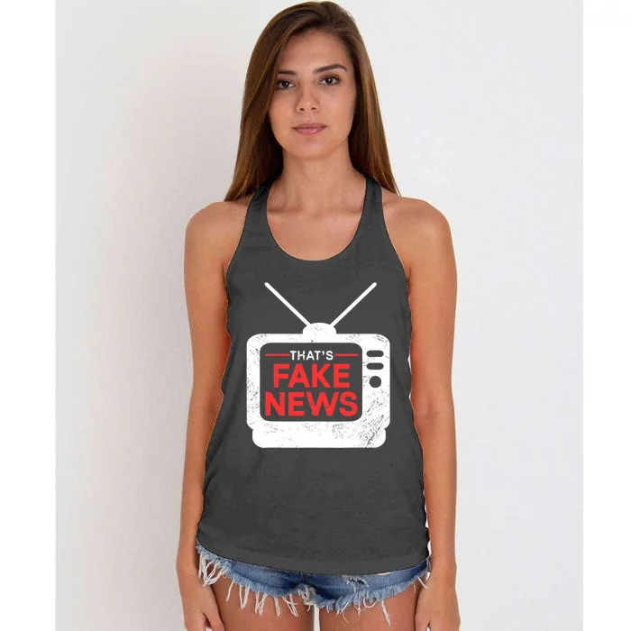 Thats Fake News Rights Press Freedom Journalism Women's Knotted Racerback Tank