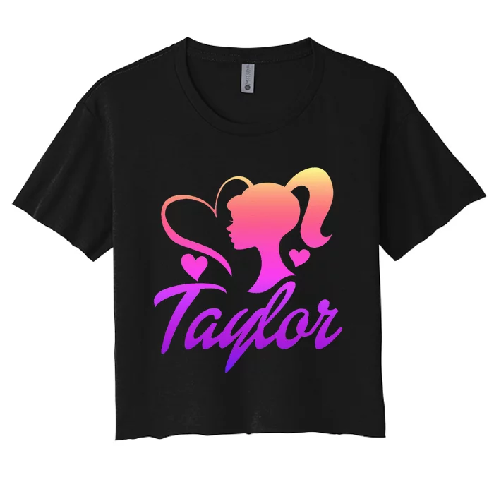 T.aylor First Named  Baby Birthday Women's Crop Top Tee