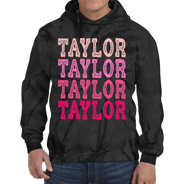 T.aylor First Named  Baby Birthday Tie Dye Hoodie