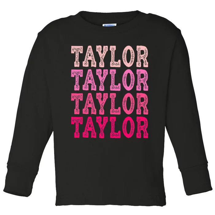 T.aylor First Named  Baby Birthday Toddler Long Sleeve Shirt