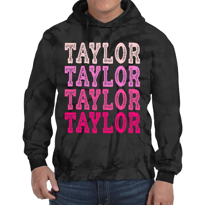 T.aylor First Named Boy Girl Baby Birthday Tie Dye Hoodie