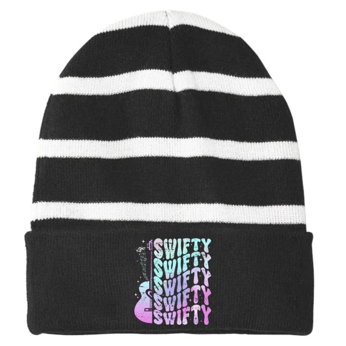 Taylor First Name I Love Taylor Girl Groovy 80S Striped Beanie with Solid Band