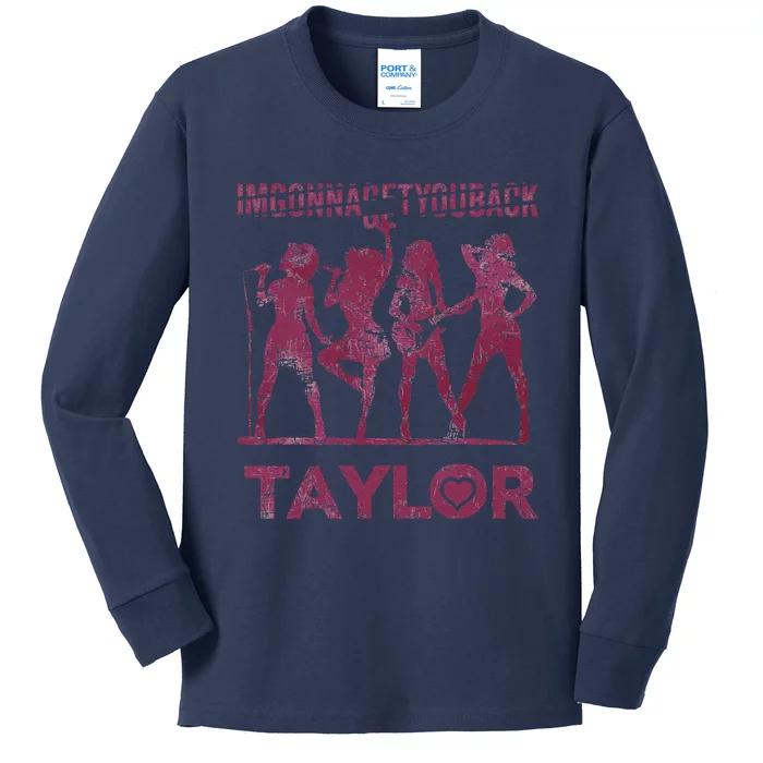 Taylor First Name I Love Taylor Im Gonna Get You Back Groovy 80s Kids Long Sleeve Shirt