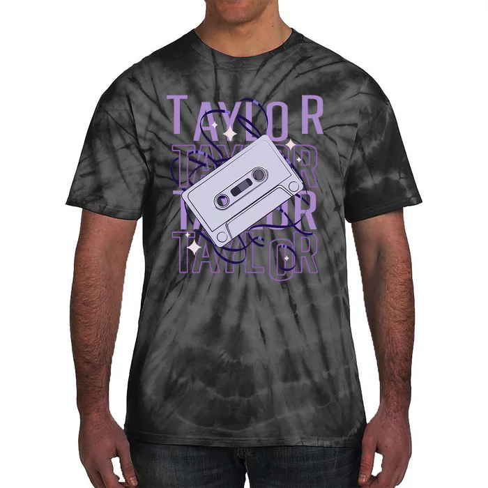 Taylor First Name Personalized Groovy 80S Birthday Tie-Dye T-Shirt