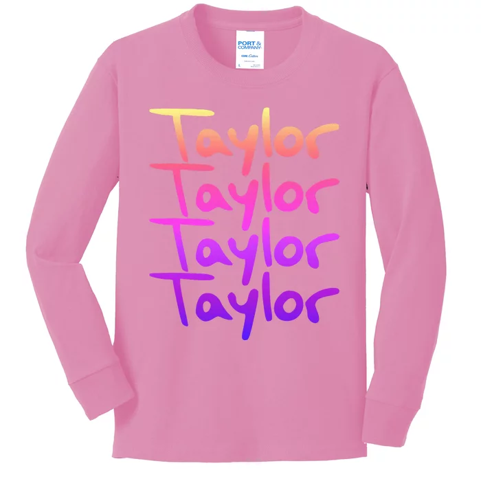 T.aylor First Named Baby funny Birthday Kids Long Sleeve Shirt