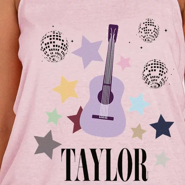 Taylor First Name Personalized Groovy Birthday Women's Knotted Racerback Tank