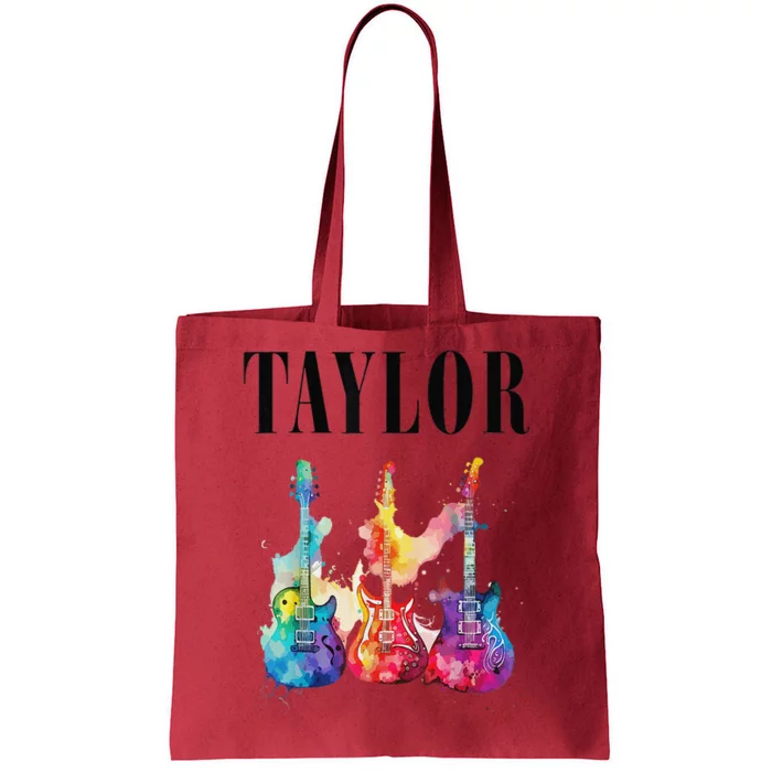 Taylor First Name Personalized Groovy 80s 90s Tote Bag