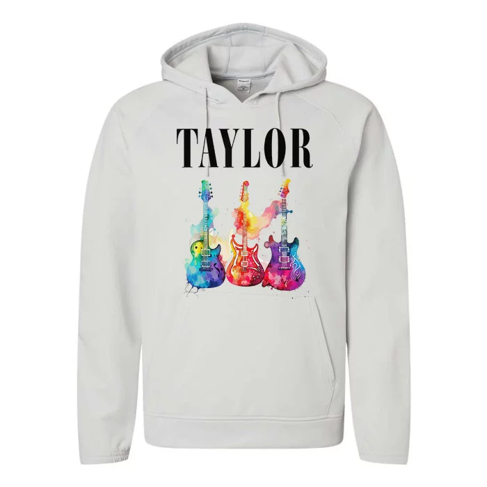 Taylor First Name Personalized Groovy 80s 90s Performance Fleece Hoodie