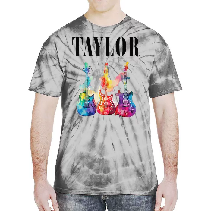 Taylor First Name Personalized Groovy 80s 90s Tie-Dye T-Shirt