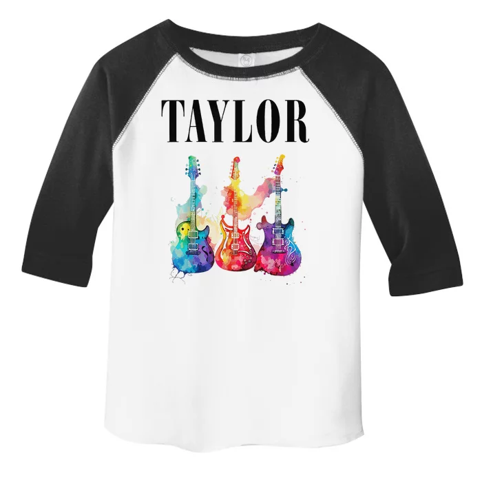 Taylor First Name Personalized Groovy 80s 90s Toddler Fine Jersey T-Shirt