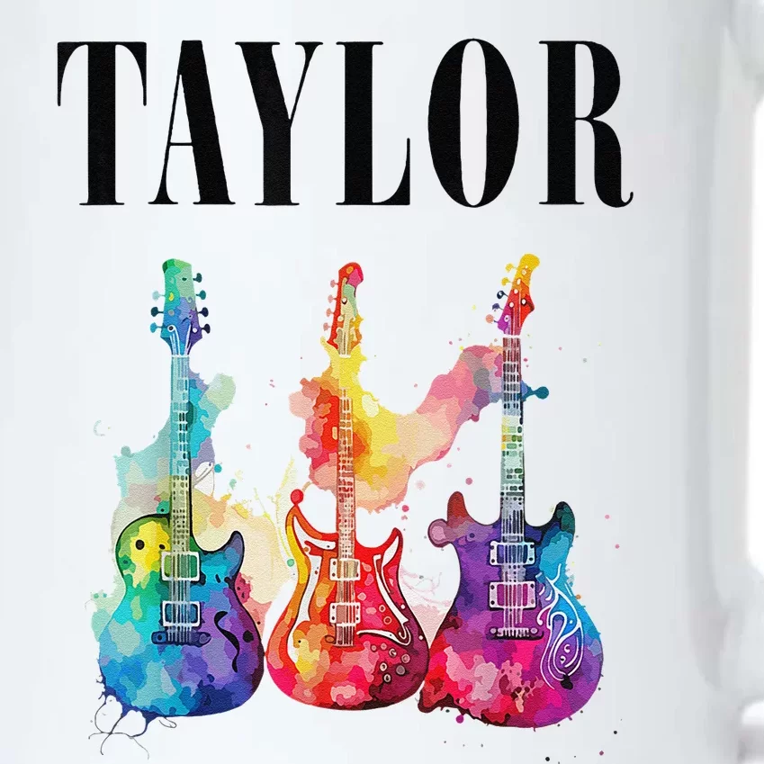 Taylor First Name Personalized Groovy 80s 90s Black Color Changing Mug