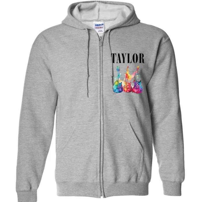 Taylor First Name Personalized Groovy 80s 90s Full Zip Hoodie