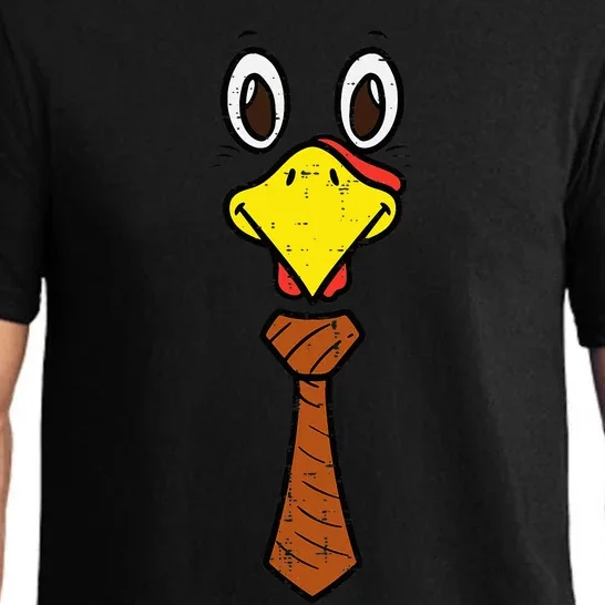 Turkey Face Necktie Cute Happy Thanksgiving Pajama Set