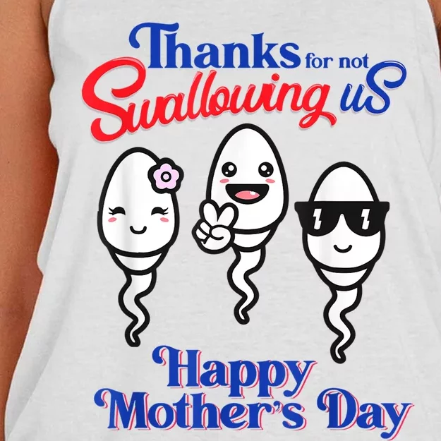 Thanks For Not Swallowing Us Happy Mother's Day Women's Knotted Racerback Tank