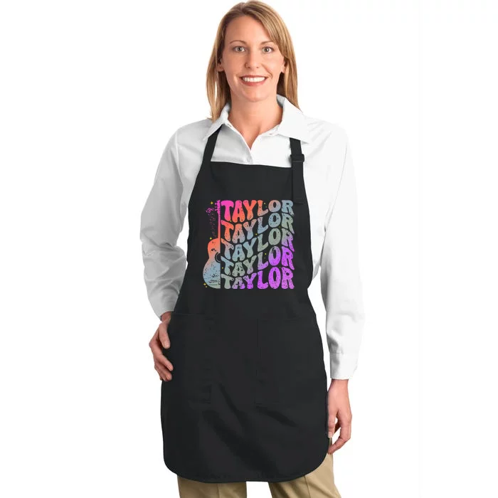 Taylor First Name Personalized Groovy 80S Full-Length Apron With Pocket