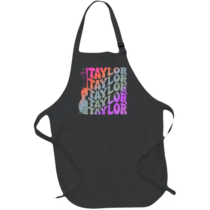 Taylor First Name Personalized Groovy 80S Full-Length Apron With Pocket