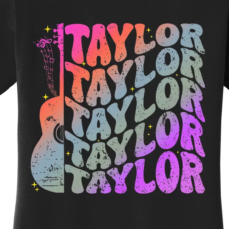 Taylor First Name Personalized Groovy 80S Women's T-Shirt