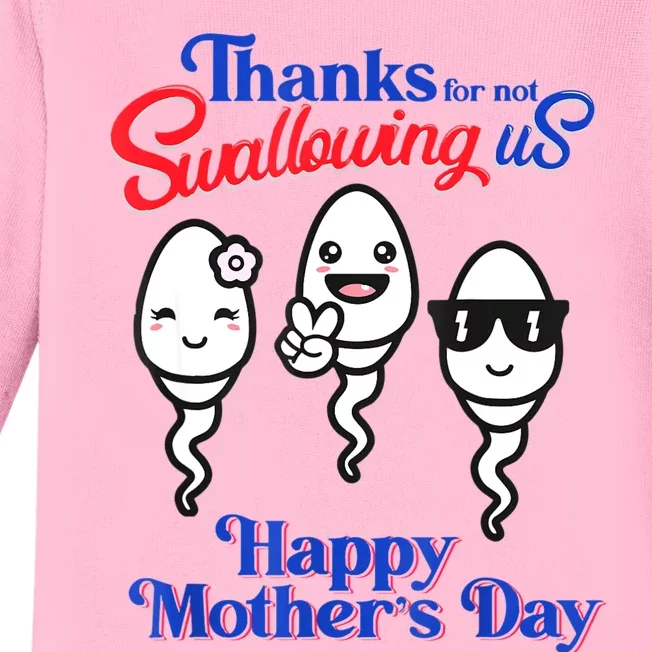 Thanks For Not Swallowing Us Happy Mother's Day Father's Day Baby Long Sleeve Bodysuit