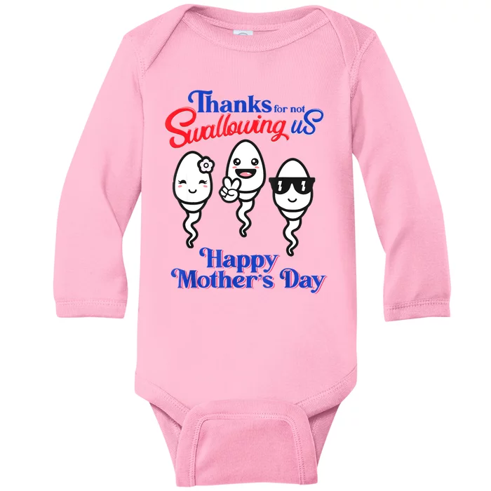 Thanks For Not Swallowing Us Happy Mother's Day Father's Day Baby Long Sleeve Bodysuit