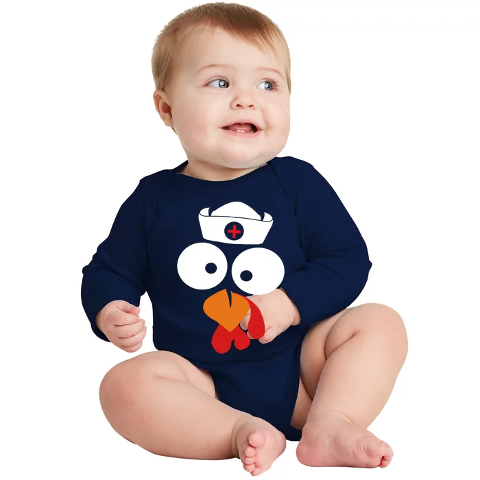 Turkey Face Nurse Gift For Nurse Doctor Thanksgiving Day Gift Baby Long Sleeve Bodysuit