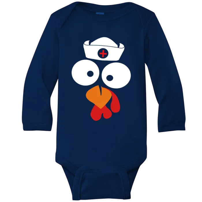 Turkey Face Nurse Gift For Nurse Doctor Thanksgiving Day Gift Baby Long Sleeve Bodysuit