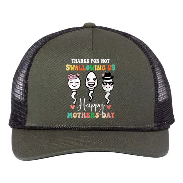 Thanks For Not Swallowing Us Happy Mother's Day For Mother Retro Rope Trucker Hat Cap