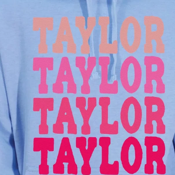 Taylor First Name Personalized Birthday Unisex Surf Hoodie