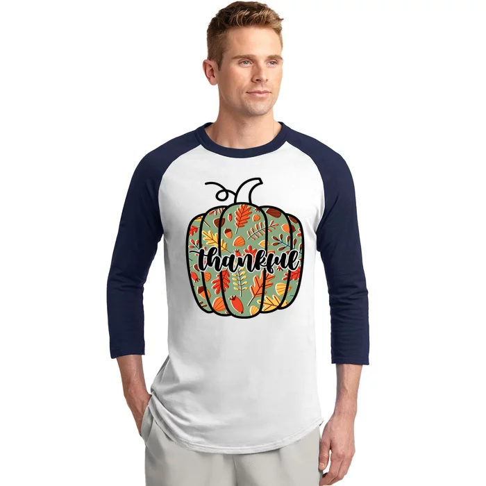 Thankful Fall Nature Pumpkin Baseball Sleeve Shirt