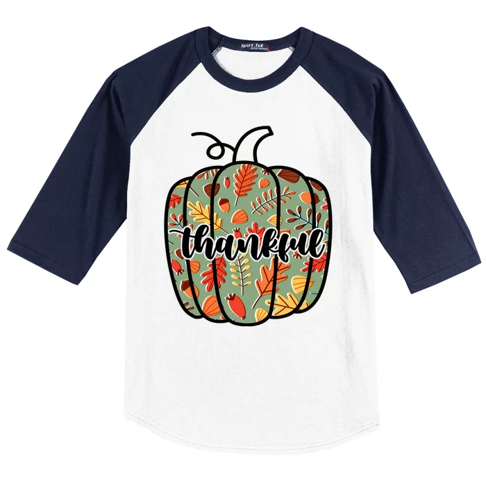 Thankful Fall Nature Pumpkin Baseball Sleeve Shirt