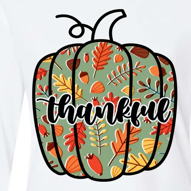 Thankful Fall Nature Pumpkin Womens Cotton Relaxed Long Sleeve T-Shirt