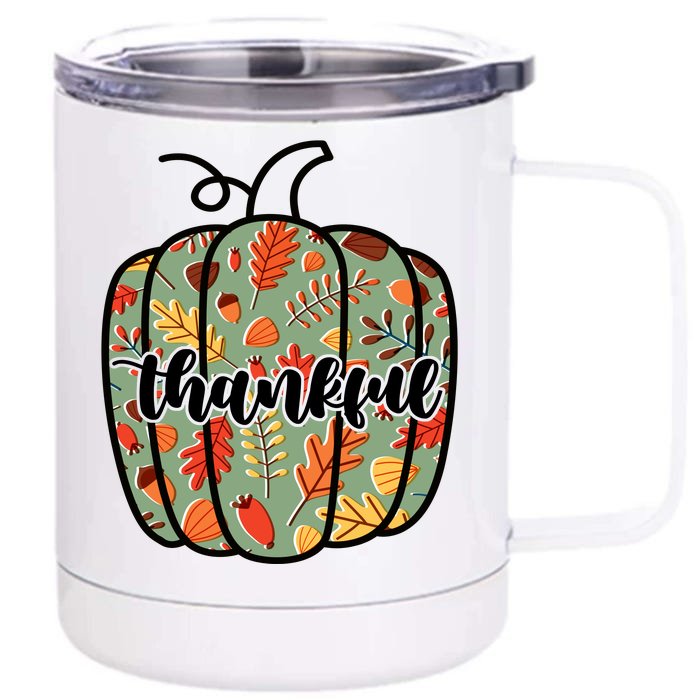 Thankful Fall Nature Pumpkin Front & Back 12oz Stainless Steel Tumbler Cup