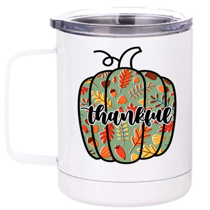 Thankful Fall Nature Pumpkin Front & Back 12oz Stainless Steel Tumbler Cup