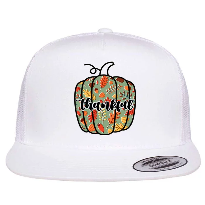 Thankful Fall Nature Pumpkin Flat Bill Trucker Hat