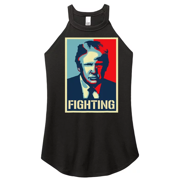 Trump Fight Never Stop Saving America Design Women’s Perfect Tri Rocker Tank