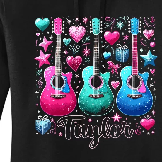 Taylor First Name Personalized Groovy 80s Pink Retro Women's Pullover Hoodie