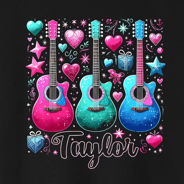 Taylor First Name Personalized Groovy 80s Pink Retro Women's Crop Top Tee