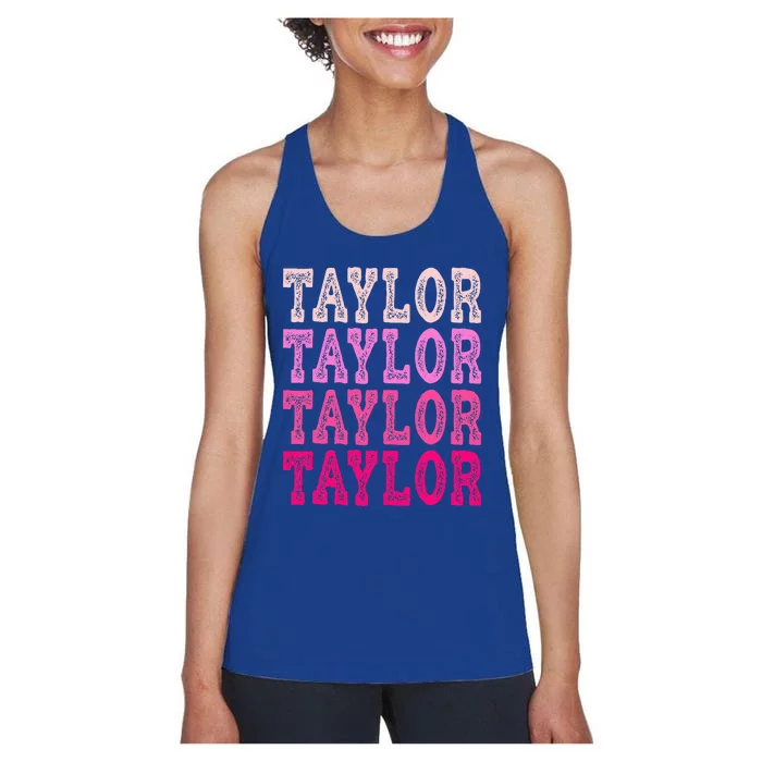 T.aylor First Named Baby Birthday Women's Racerback Tank