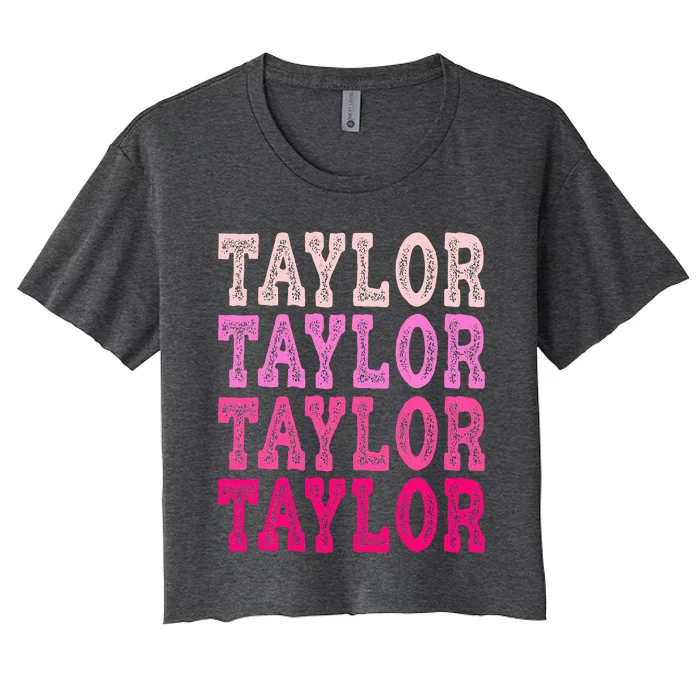 T.aylor First Named Baby Birthday Women's Crop Top Tee