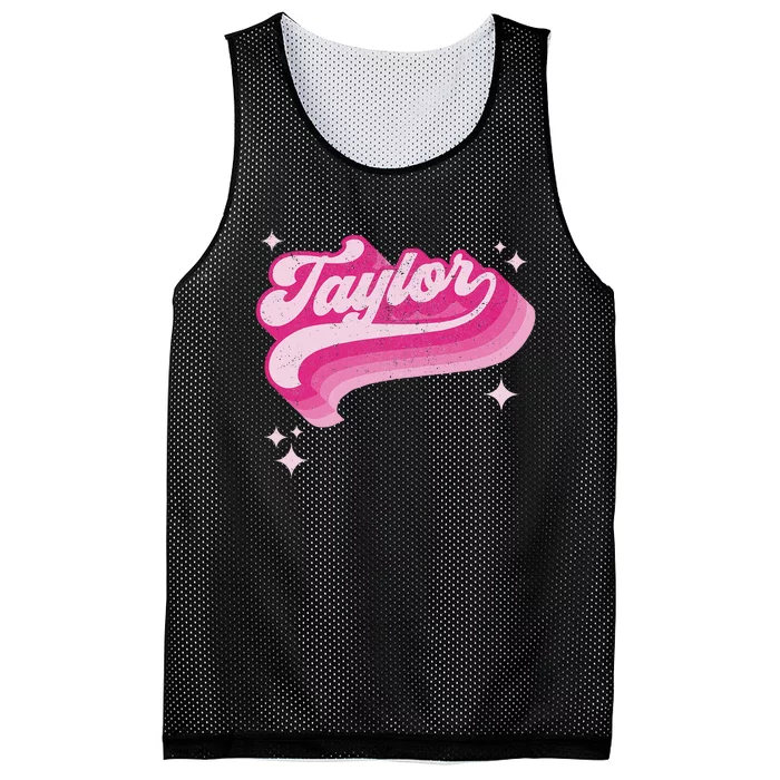 T.aylor First Name Girl Vintage Style 70s Personalized Retro Mesh Reversible Basketball Jersey Tank