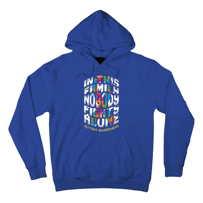 This Family Nobody Alone April Blue Rainbow Autism Awareness Cool Gift Hoodie