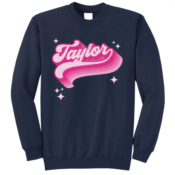 Taylor First Name Girl Vintage Style 70s Personalized Retro Tall Sweatshirt