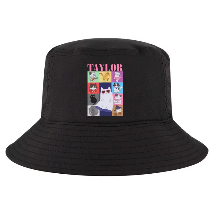 Taylor First Name I Love Taylor Girl Groovy 80s Cool Comfort Performance Bucket Hat