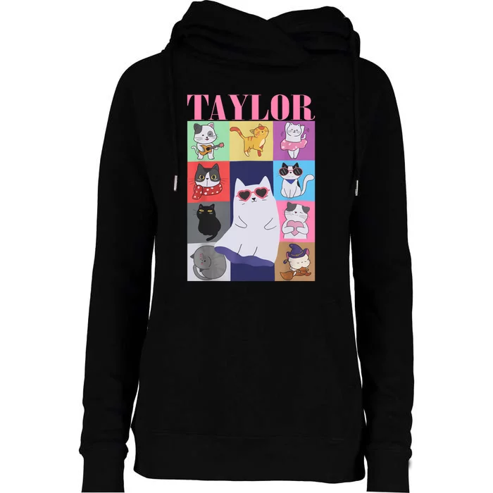 Taylor First Name I Love Taylor Girl Groovy 80s Womens Funnel Neck Pullover Hood