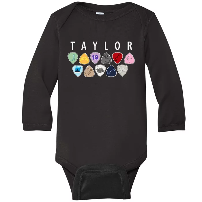 Taylor First Name I Love Taylor Girl Groovy 80S Baby Long Sleeve Bodysuit